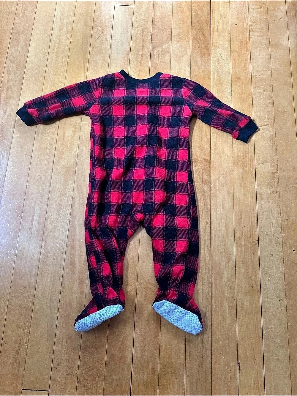 Carter's Baby Plaid moose Footie Red & Black plaid 12M
